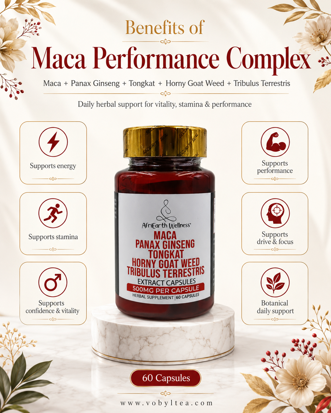 Maca,Ginseng,Tongkat,Tribulus and Horny goat